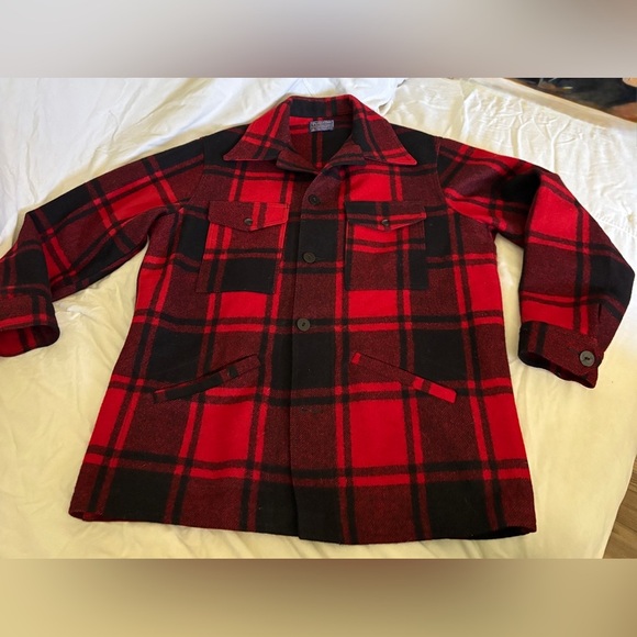 Pendleton Red and Black Plaid Shirt Jacket - Picture 1 of 6